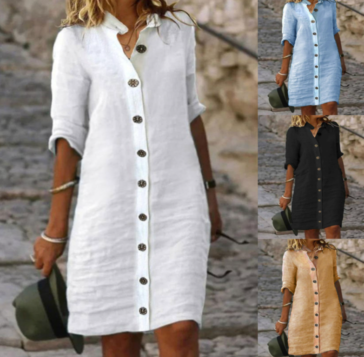Emilia - Summer Dress with Collar and Buttons