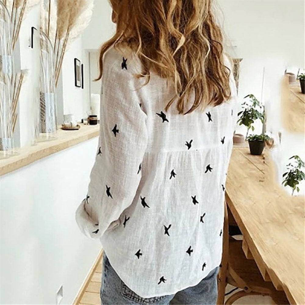 Linda - Casual Loose Long Sleeve Linen Shirt